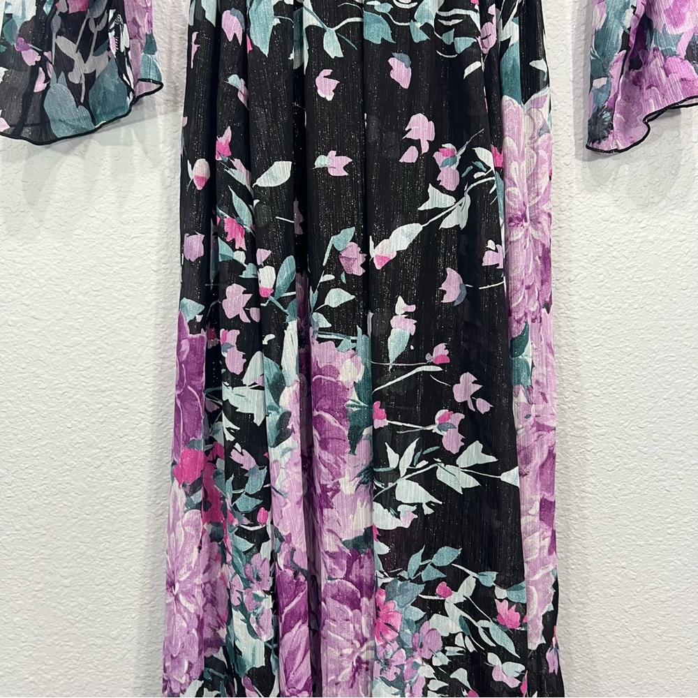 Alexa B Nites Shimmer Wrap Floral Maxi Dress - Picture 14 of 16